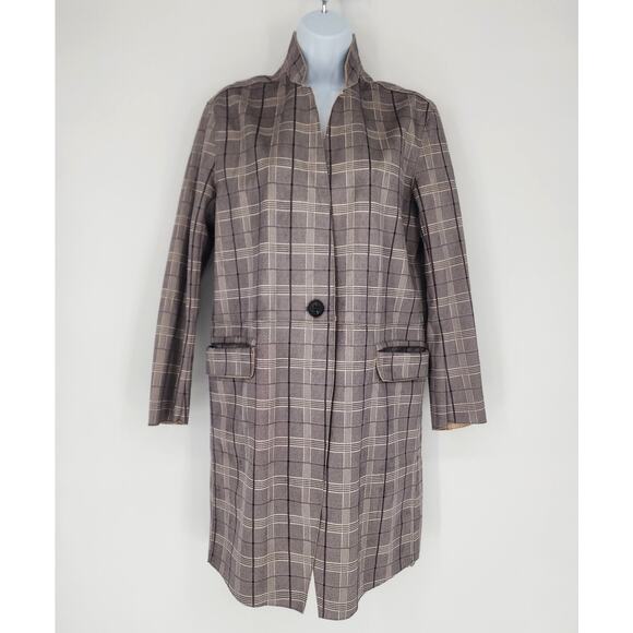 BlankNYC Plaid Button Front Longline Coat Gray Check Women’s Size XS - Picture 12 of 13